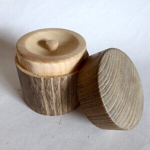 NEW 3.5” JAPAN HAND CRAFTED FIRED WOOD LIDDED MATCHA TEA CADDY CONTAINER